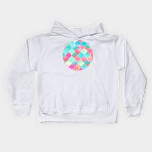 Watercolor Moroccan Patchwork in Magenta, Peach & Aqua Kids Hoodie